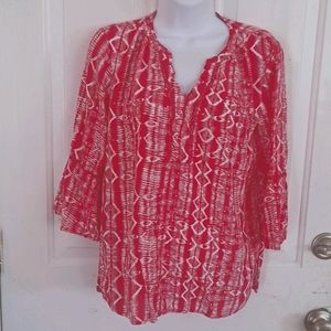 Pink and white bell sleeve Tunic top